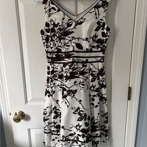 Dressbarn Brown and White Floral knee length Dress